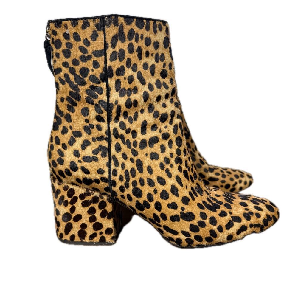 J.Crew Sadie Leopard Calf Hair Ankle Boots Size 10